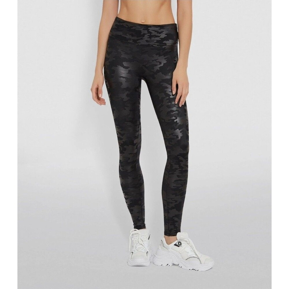 Spanx Faux Leather Leggings - 20185R - Matte Black Camo medium